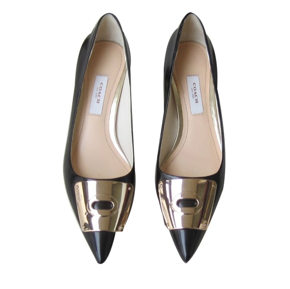 COACH Leather Pumps W/Gold Buckle